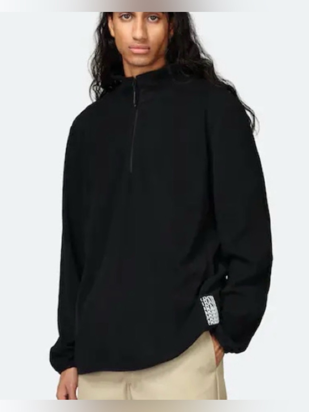 RAINS HALF ZIP FLEECE SWEAT COLOR BLACK SIZE L